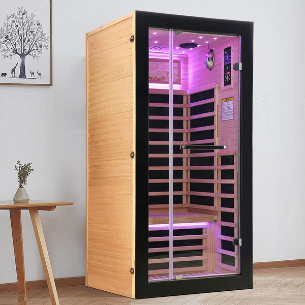 HOSAUNA 1-Person Hemlock Sauna with Starlight Ceiling
