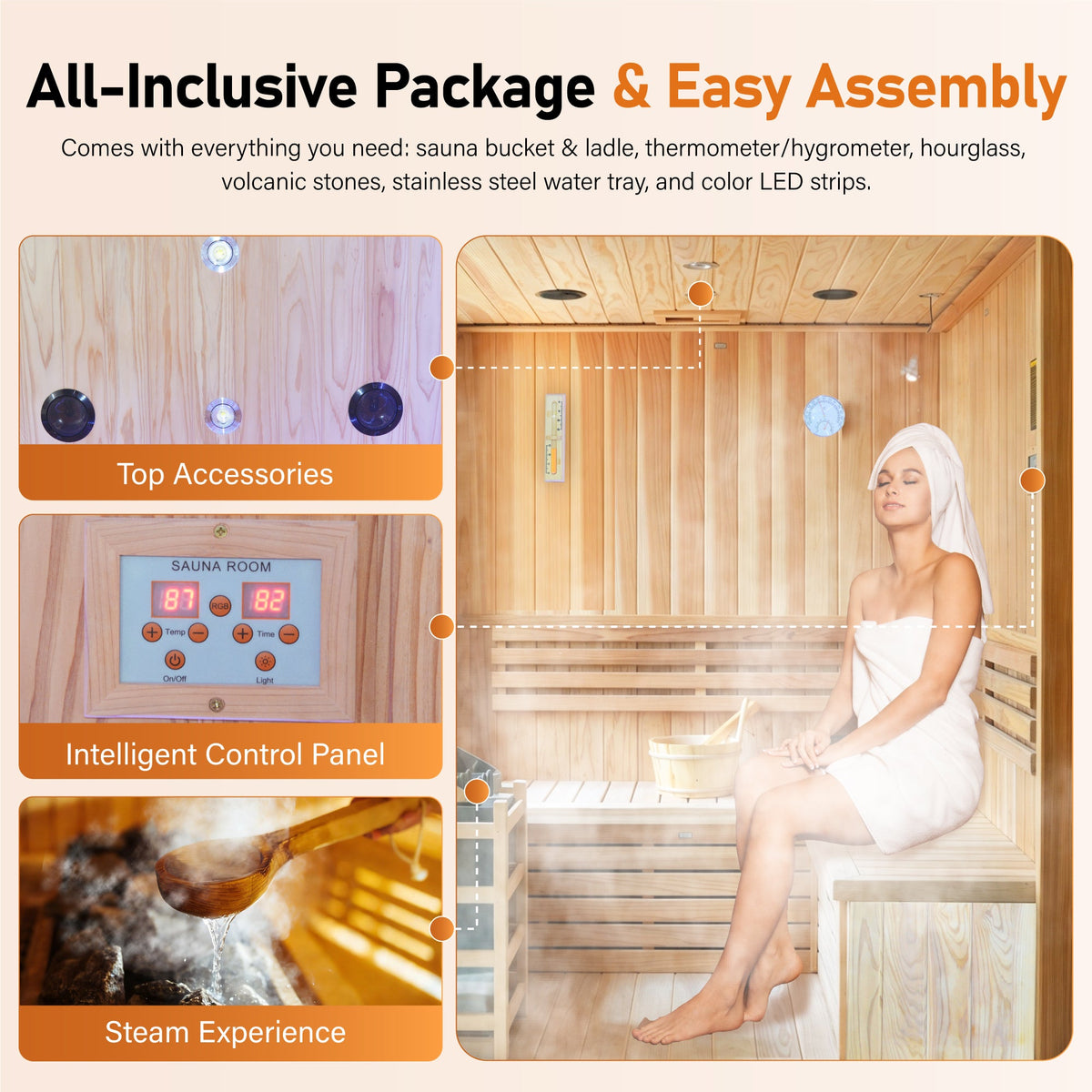 6000W Outdoor Traditional Steam Sauna | Cedar Wood | Up to 4 People