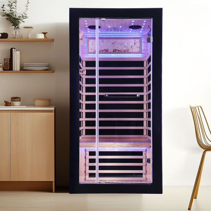 HOSAUNA 1-Person Hemlock Sauna with Starlight Ceiling