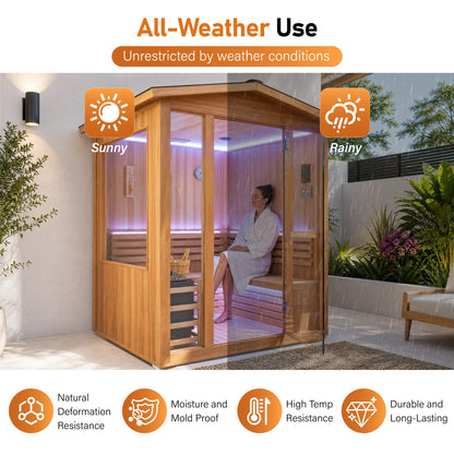 6000W Outdoor Traditional Steam Sauna | Cedar Wood | Up to 4 People