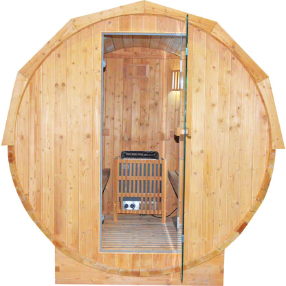 HOSAUNA Outdoor 2-4 Person Premium Barrel Sauna