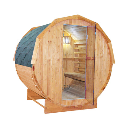 Ignite Large Premium American White Oak Outdoor Wooden Barrel Sauna With 4.5KW Sauna Heater