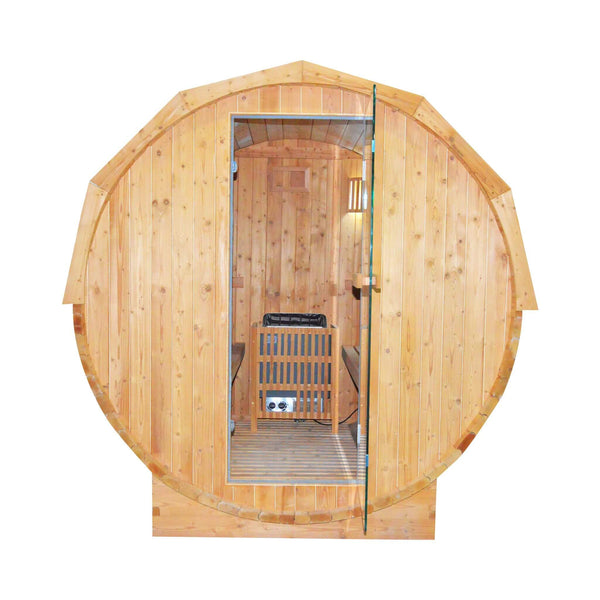 Ignite Large Premium American White Oak Outdoor Wooden Barrel Sauna With 4.5KW Sauna Heater
