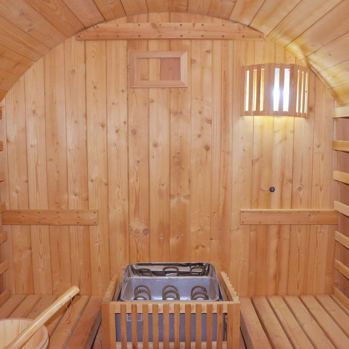 Ignite Large Premium American White Oak Outdoor Wooden Barrel Sauna With 4.5KW Sauna Heater