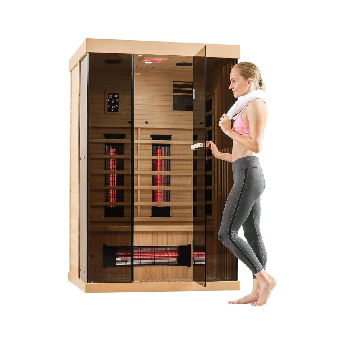 Valen Luxury 2-Person Low EMF Far-Infrared Sauna With Panoramic Tempered Glass | 2,000W