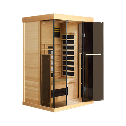 Valen Luxury 2-Person Low EMF Far-Infrared Sauna With Panoramic Tempered Glass | 2,000W