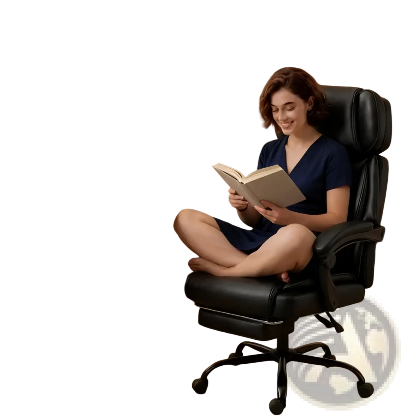 Executive Massage Office Chair | Heat, 6-Point Vibration Massage, Reclining with Footrest | Black