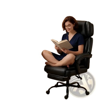Executive Massage Office Chair | Heat, 6-Point Vibration Massage, Reclining with Footrest | Black