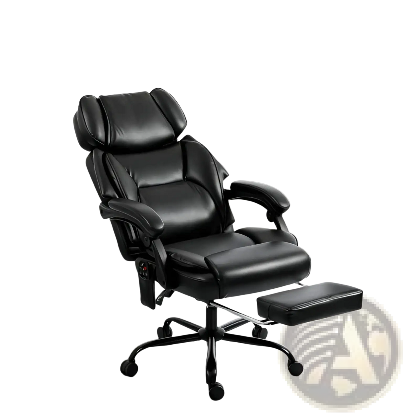 Executive Massage Office Chair | Heat, 6-Point Vibration Massage, Reclining with Footrest | Black