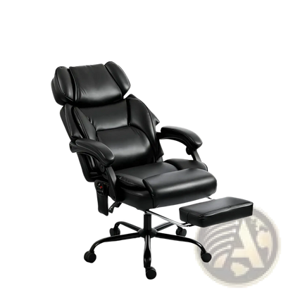 Executive Massage Office Chair | Heat, 6-Point Vibration Massage, Reclining with Footrest | Black