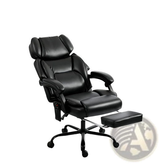 Executive Massage Office Chair | Heat, 6-Point Vibration Massage, Reclining with Footrest | Black