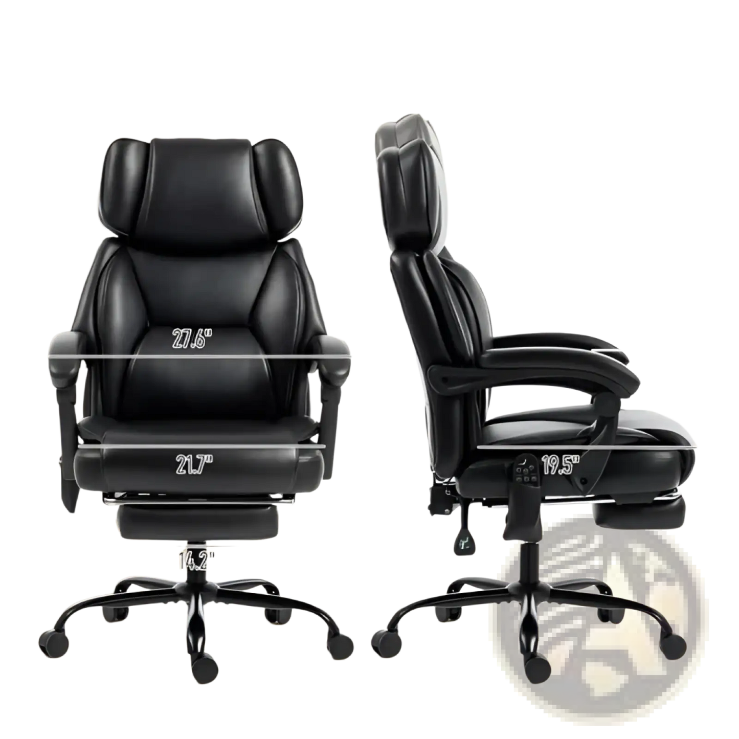 Executive Massage Office Chair | Heat, 6-Point Vibration Massage, Reclining with Footrest | Black