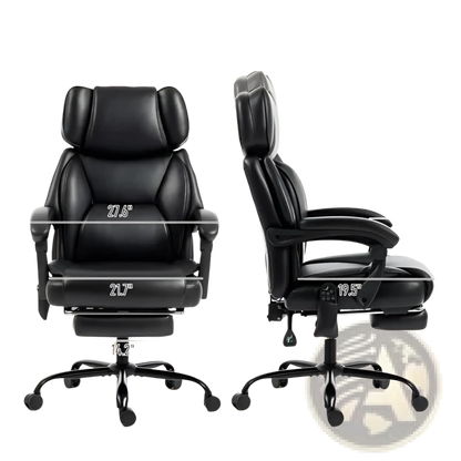 Executive Massage Office Chair | Heat, 6-Point Vibration Massage, Reclining with Footrest | Black