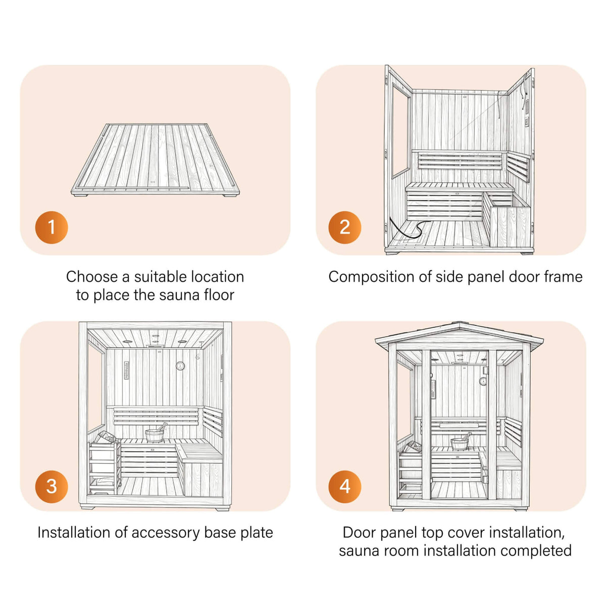 Solenne Outdoor 4-Person Traditional Sauna with Heater