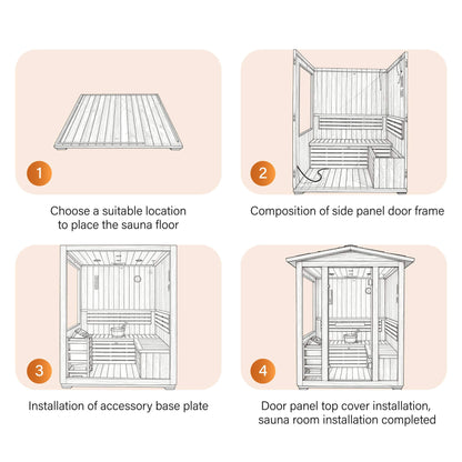 Solenne Outdoor 4-Person Traditional Sauna with Heater