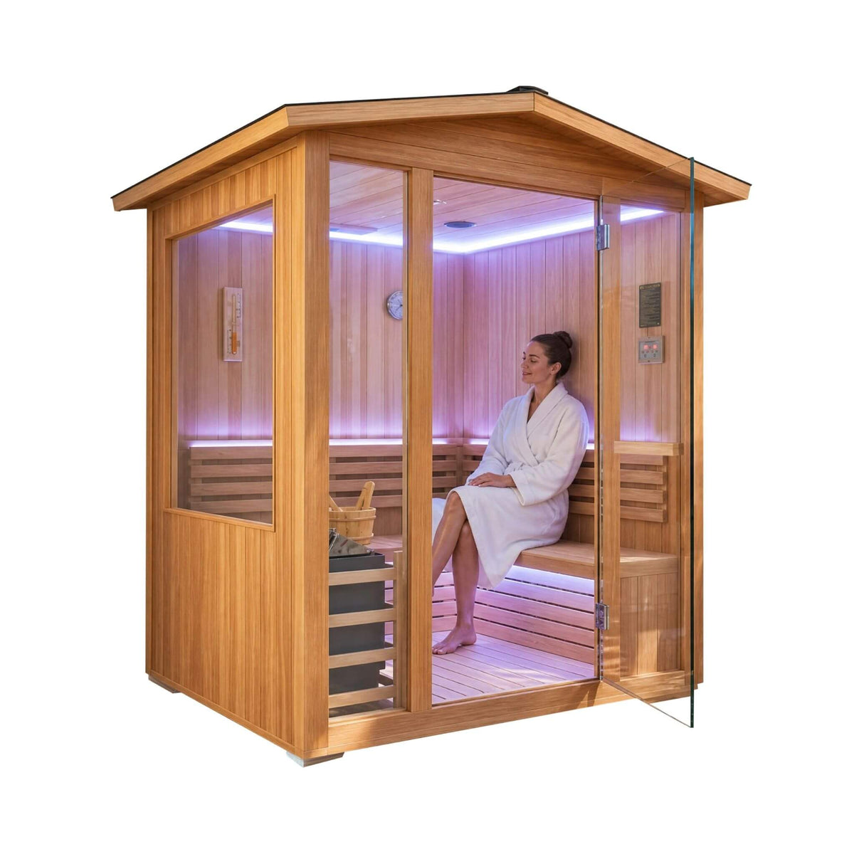 Solenne Outdoor 4-Person Traditional Sauna with Heater