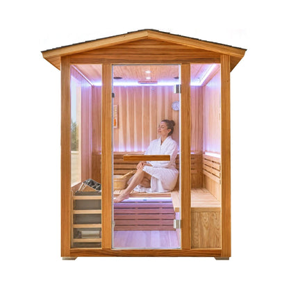 Solenne Outdoor 4-Person Traditional Sauna with Heater