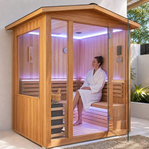 Solenne Outdoor 4-Person Traditional Sauna with Heater