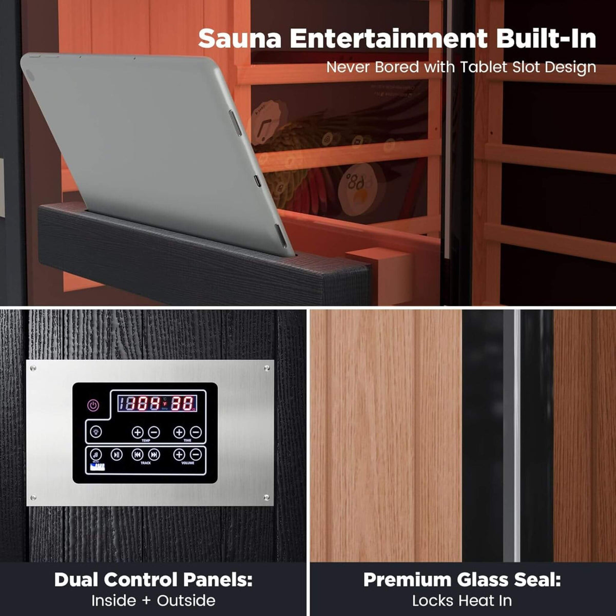 Pandora Premium 2-Person Indoor Infrared Sauna With Red Light Therapy & Himalayan Salt Rocks