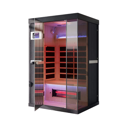 Pandora Premium 2-Person Indoor Infrared Sauna With Red Light Therapy & Himalayan Salt Rocks