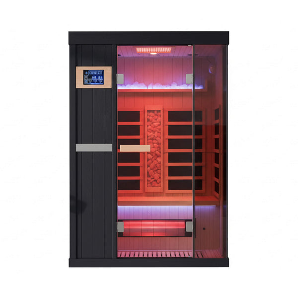 Pandora Premium 2-Person Indoor Infrared Sauna With Red Light Therapy & Himalayan Salt Rocks
