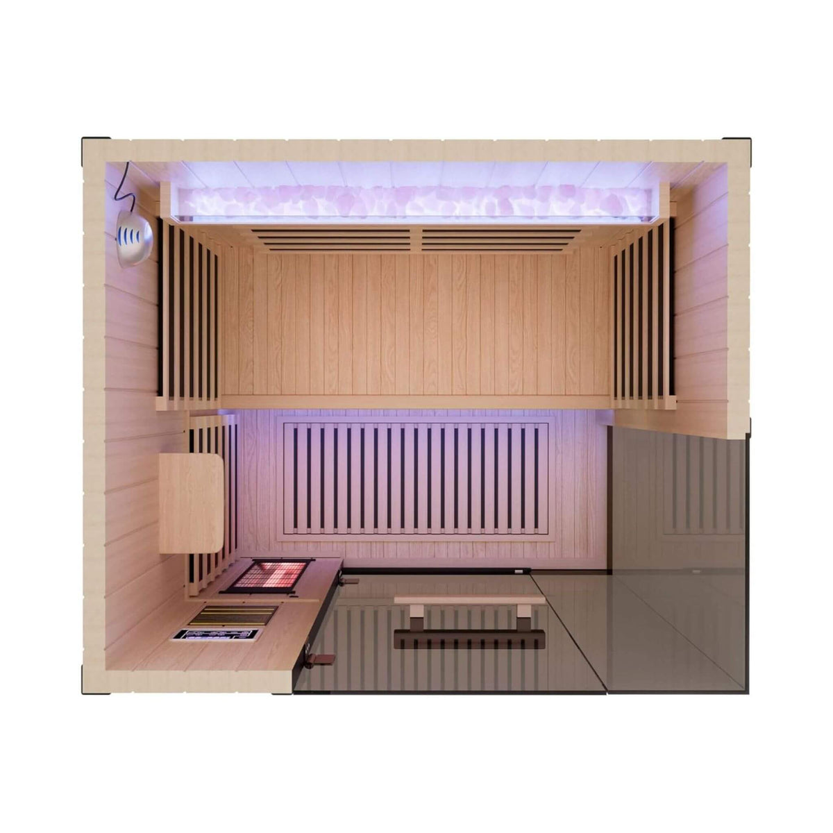 Pandora Premium 2-Person Indoor Infrared Sauna With Red Light Therapy & Himalayan Salt Rocks
