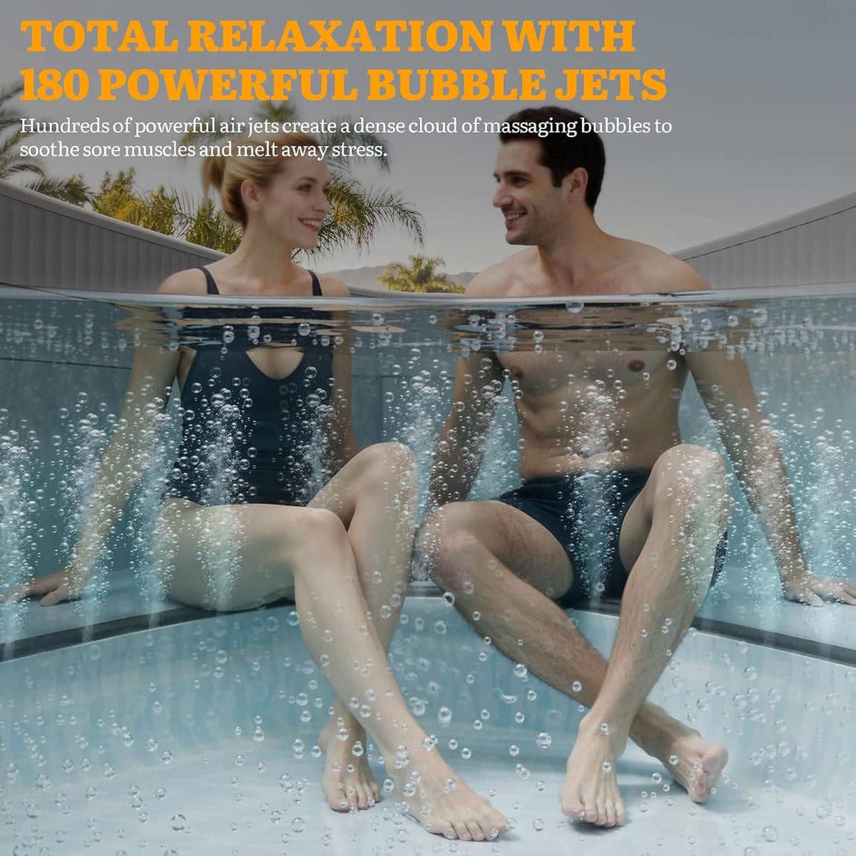 6-Person Inflatable Hot Tub, 77-Inch Drop-Stitch Spa, 180 Air Jets, Thermal Cover