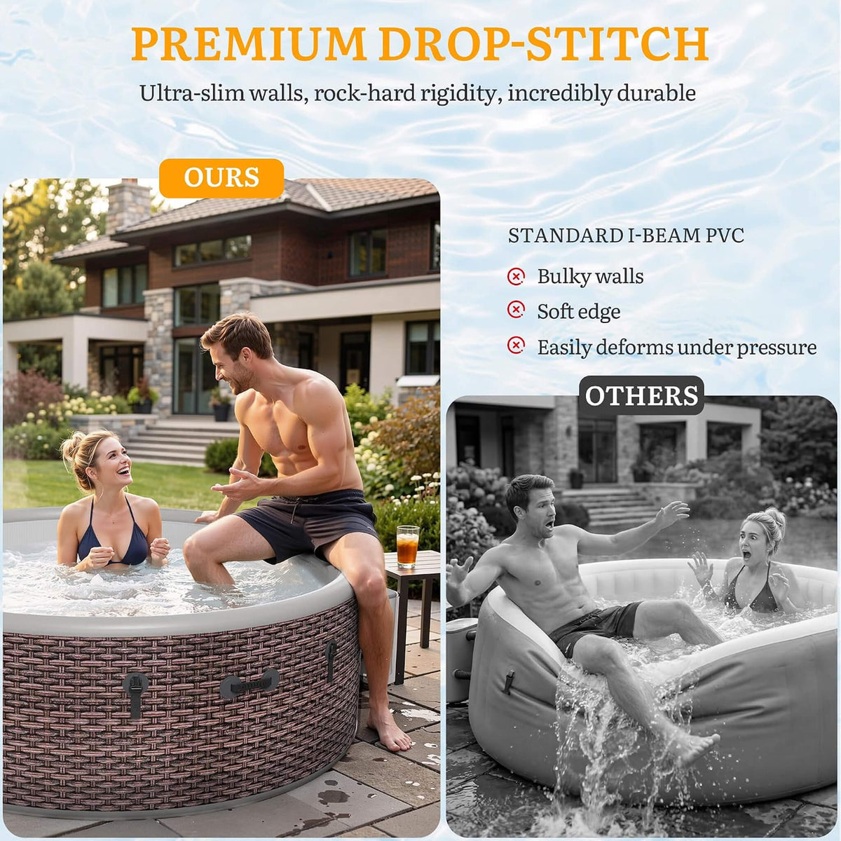 6-Person Inflatable Hot Tub, 77-Inch Drop-Stitch Spa, 180 Air Jets, Thermal Cover