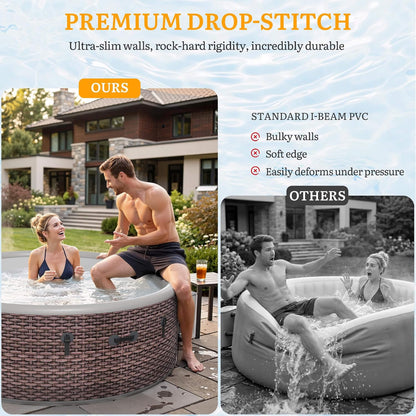 6-Person Inflatable Hot Tub, 77-Inch Drop-Stitch Spa, 180 Air Jets, Thermal Cover