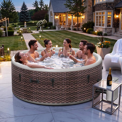 6-Person Inflatable Hot Tub, 77-Inch Drop-Stitch Spa, 180 Air Jets, Thermal Cover