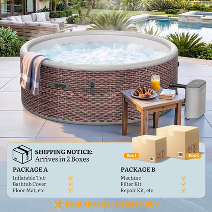 6-Person Inflatable Hot Tub, 77-Inch Drop-Stitch Spa, 180 Air Jets, Thermal Cover