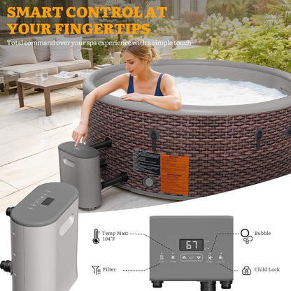 6-Person Inflatable Hot Tub, 77-Inch Drop-Stitch Spa, 180 Air Jets, Thermal Cover