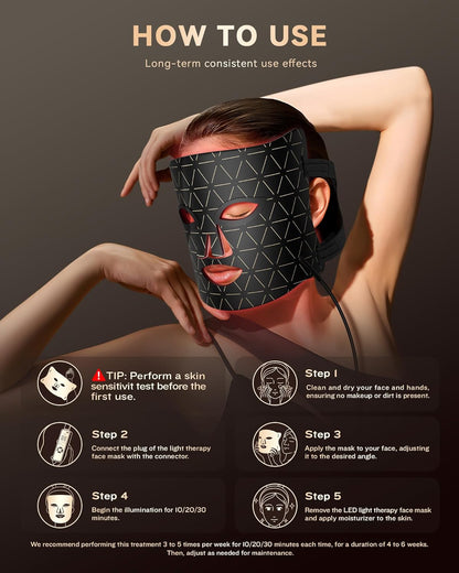 PurRed™ LED Light Therapy Face Mask | 288 LEDs | 630nm, 660nm & 850nm | FDA Registered