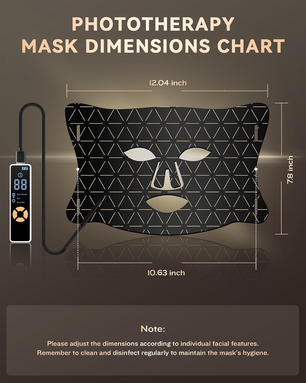 PurRed™ LED Light Therapy Face Mask | 288 LEDs | 630nm, 660nm & 850nm | FDA Registered
