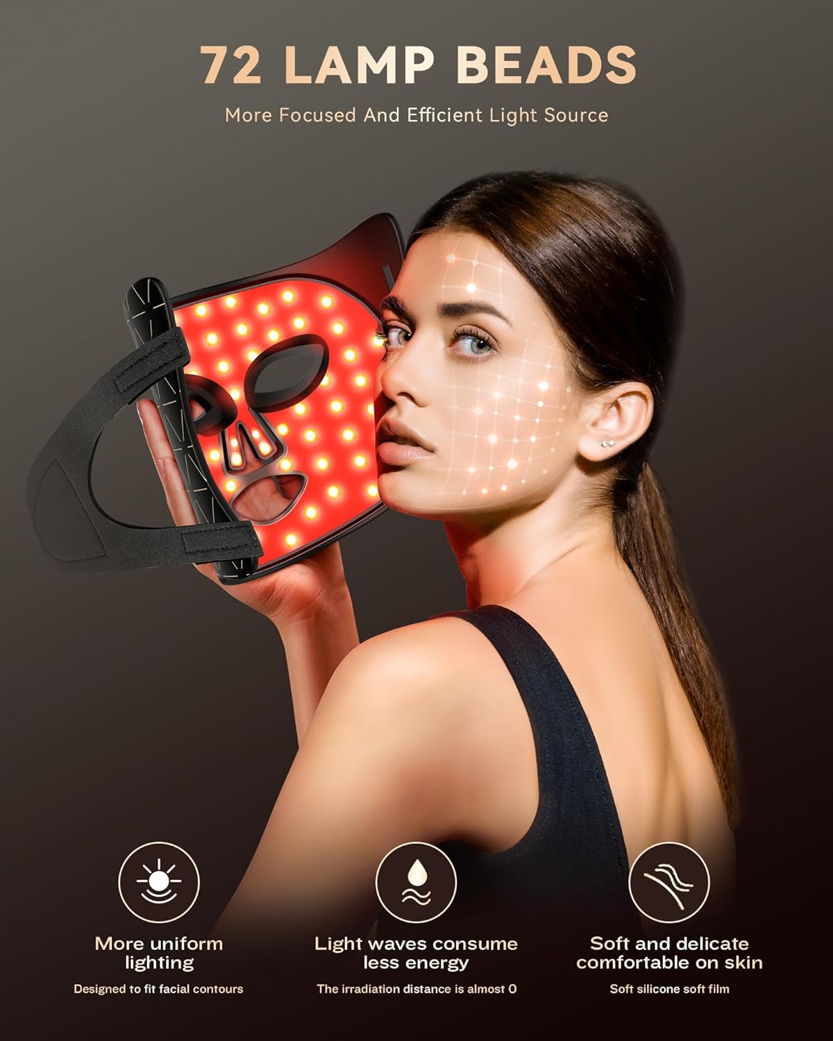PurRed™ LED Light Therapy Face Mask | 288 LEDs | 630nm, 660nm & 850nm | FDA Registered