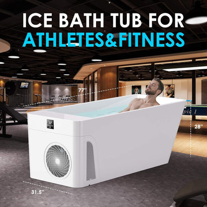 Smart 1-Piece Freestanding Full-Body All-In-One Cold Plunge Tub With Built-In Water Chiller