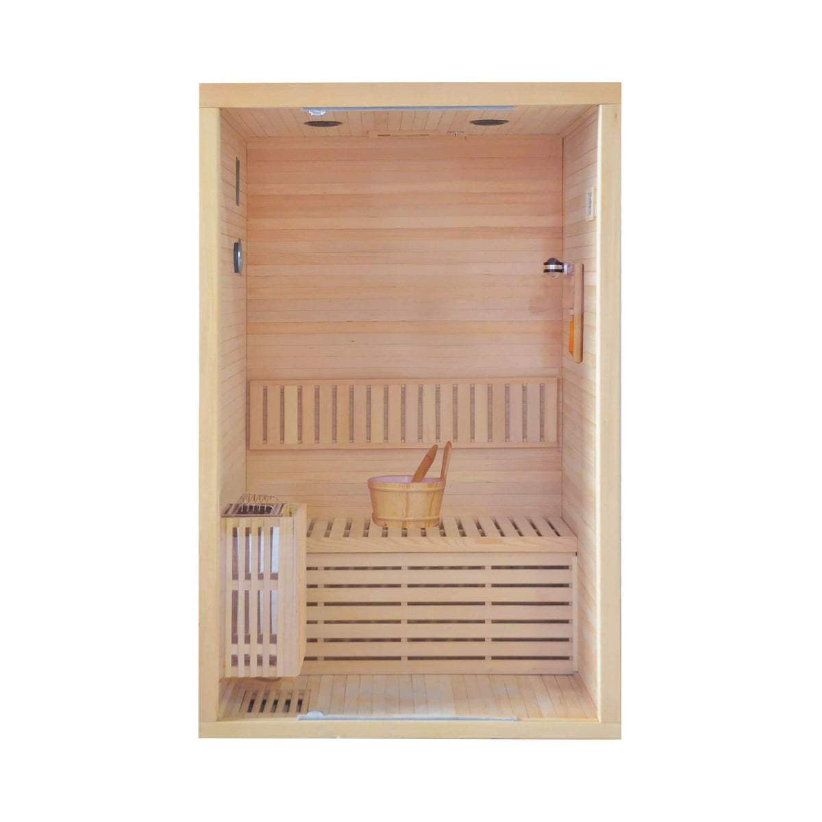 Alpine Premium 2-Person 3KW Hemlock Wood Sauna With LED Wall Light