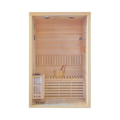 Alpine Premium 2-Person 3KW Hemlock Wood Sauna With LED Wall Light