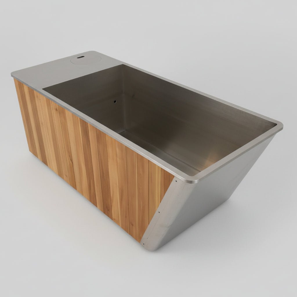 Cold & Hot Plunge Pool | 304 Stainless Steel & Wood | 1HP Chiller Heater | 37–108°F