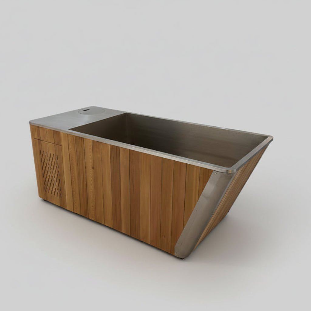 Cold & Hot Plunge Pool | 304 Stainless Steel & Wood | 1HP Chiller Heater | 37–108°F