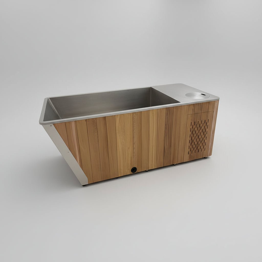 Cold & Hot Plunge Pool | 304 Stainless Steel & Wood | 1HP Chiller Heater | 37–108°F
