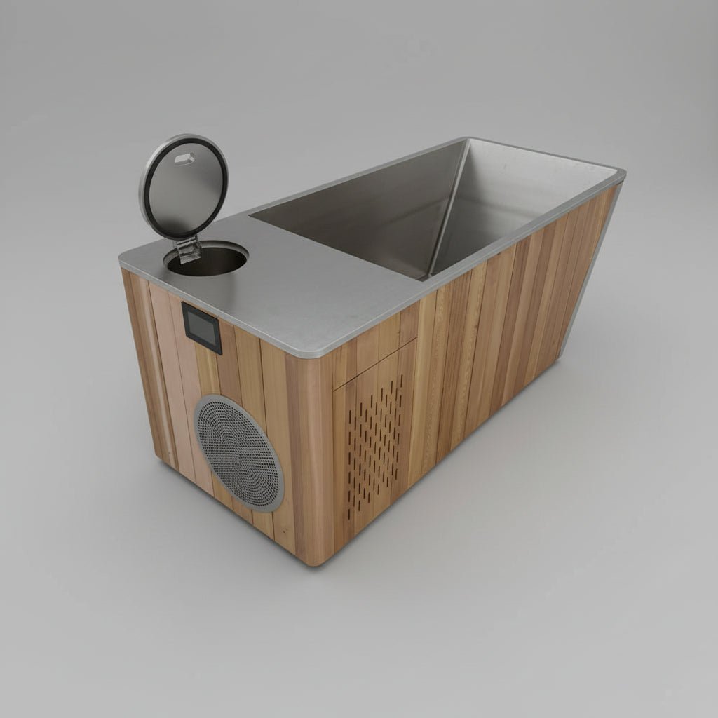 Cold & Hot Plunge Pool | 304 Stainless Steel & Wood | 1HP Chiller Heater | 37–108°F