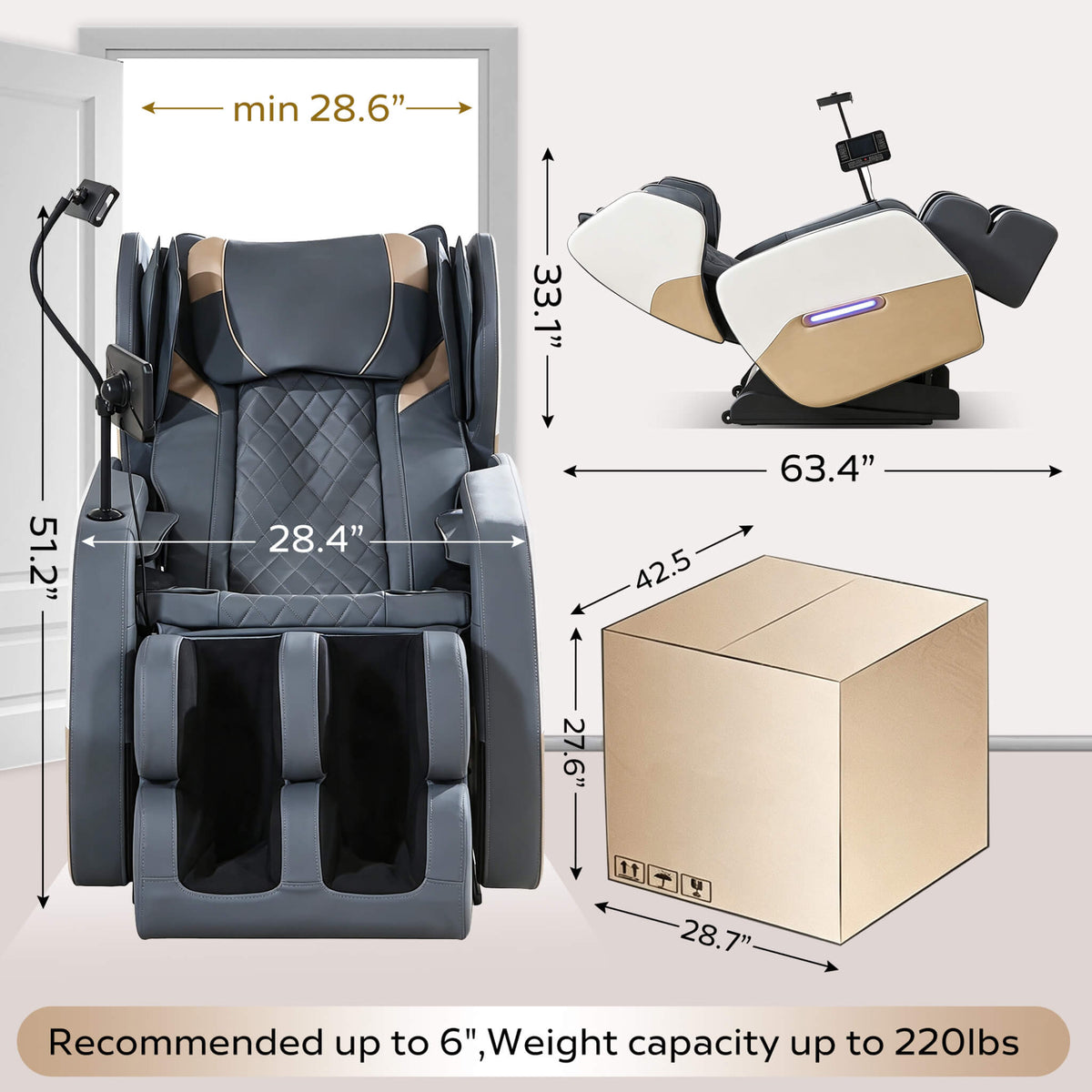 Synca Zero-Gravity Full-Body Heated Massage Recliner Chair